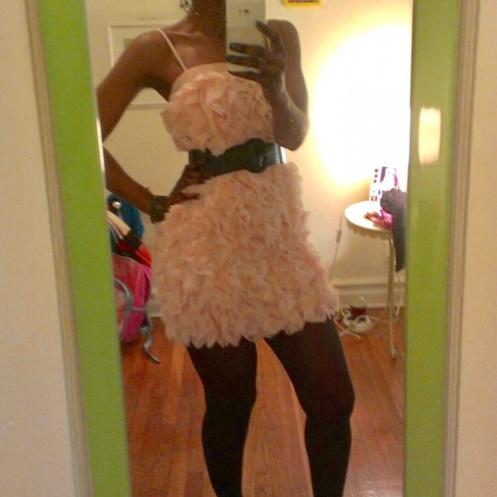 MM Couture Ruffle Blush Dress